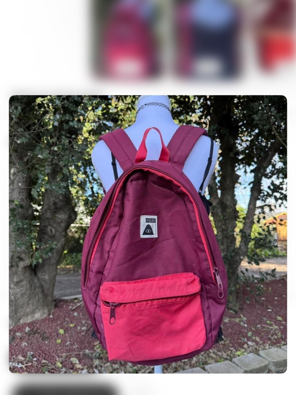Poler Two-Tone Maroon and Red Backpack